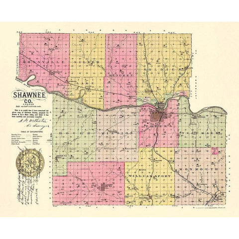 Shawnee Kansas - Everts 1887 White Modern Wood Framed Art Print by Everts