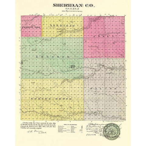 Sheridan Kansas - Everts 1887 Black Modern Wood Framed Art Print with Double Matting by Everts