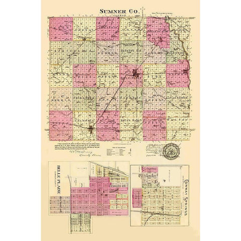 Sumner Kansas - Everts 1887 Black Modern Wood Framed Art Print with Double Matting by Everts