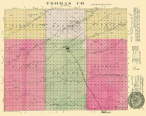 Thomas Kansas - Everts 1887 White Modern Wood Framed Art Print with Double Matting by Everts