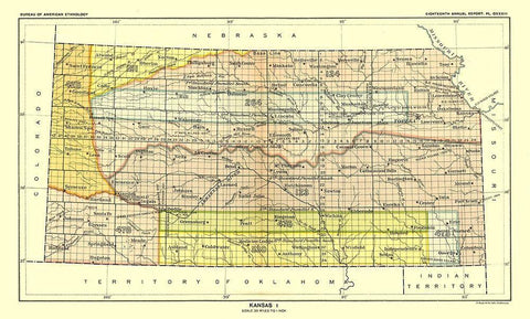 Kansas - Topeka - Hoen 1896 White Modern Wood Framed Art Print with Double Matting by Hoen