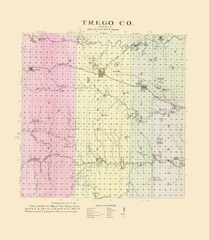 Trego Kansas - Everts 1887 White Modern Wood Framed Art Print with Double Matting by Everts