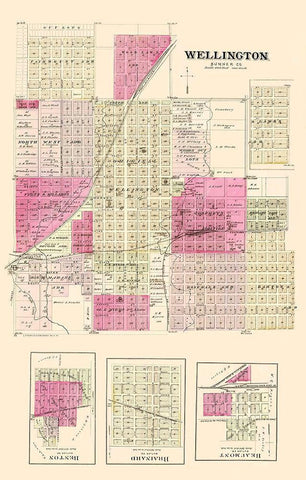 Wellington Kansas Landowner - Everts 1887 White Modern Wood Framed Art Print with Double Matting by Everts