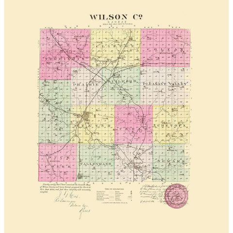 Wilson Kansas - Everts 1887 Black Modern Wood Framed Art Print with Double Matting by Everts