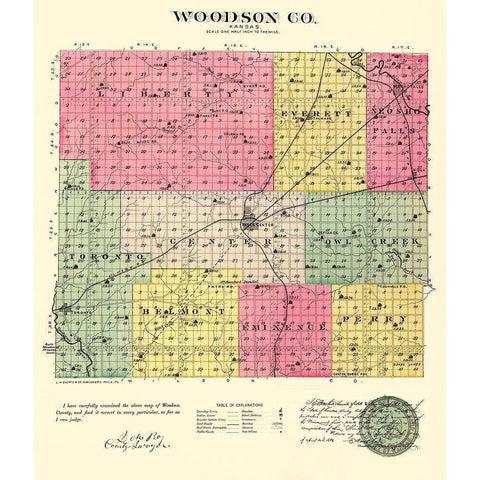 Woodson Kansas - Everts 1887 Black Modern Wood Framed Art Print with Double Matting by Everts