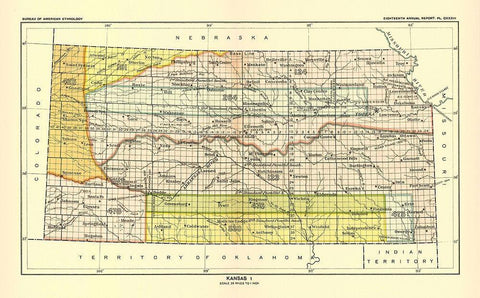 Kansas - Bureau of American Ethnology 1896 Black Ornate Wood Framed Art Print with Double Matting by Bureau of American Ethnology