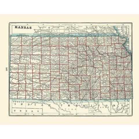 Kansas - Rathbun 1893 Black Modern Wood Framed Art Print by Rathbun