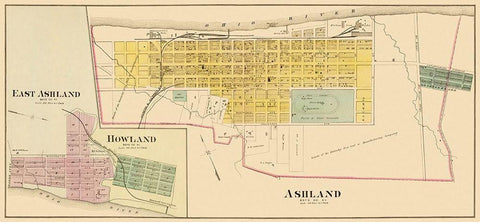 Ashland Kentucky - Hayes 1877 Black Ornate Wood Framed Art Print with Double Matting by Hayes