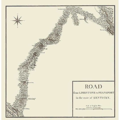 Limestone to Frankfort Kentucky Roads Black Modern Wood Framed Art Print by Bertrand