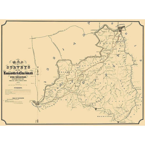 Louisville and Cincinnati Railroad - St John 1866 White Modern Wood Framed Art Print by St John