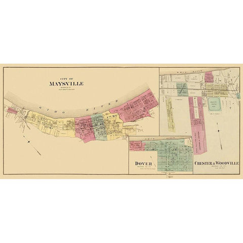 Maysville Kentucky - Griffing 1876 White Modern Wood Framed Art Print by Griffing