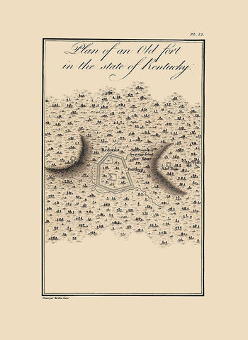 Old Fort In Kentucky - Collot 1796 White Modern Wood Framed Art Print with Double Matting by Collot