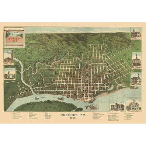 Paducah Kentucky - Kress 1889 White Modern Wood Framed Art Print by Kress