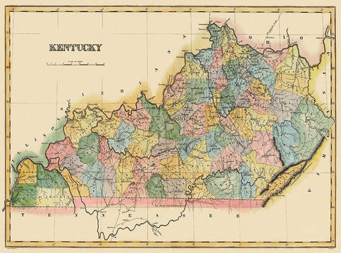 Kentucky - Lucas 1823 White Modern Wood Framed Art Print with Double Matting by Lucas