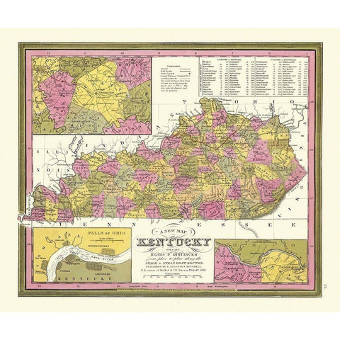 Kentucky - Mitchell 1846 Black Modern Wood Framed Art Print with Double Matting by Mitchell