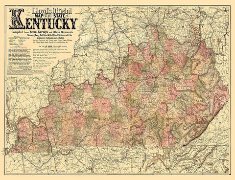 Kentucky - Lloyd 1862 Black Ornate Wood Framed Art Print with Double Matting by Lloyd