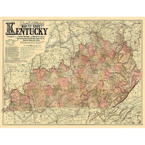 Kentucky - Lloyd 1862 White Modern Wood Framed Art Print by Lloyd