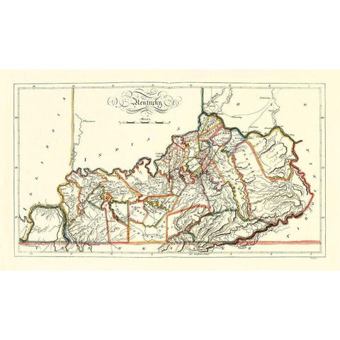 Kentucky - Gridley 1814 Black Modern Wood Framed Art Print by Gridley