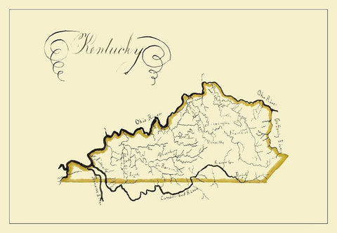 Kentucky - Henshaw 1823 White Modern Wood Framed Art Print with Double Matting by Henshaw
