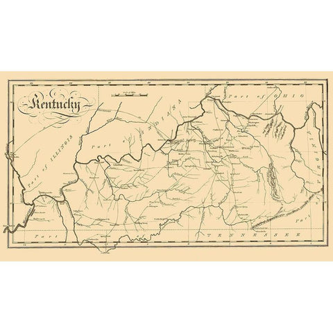 Kentucky - Palmer 1812 Black Modern Wood Framed Art Print with Double Matting by Palmer