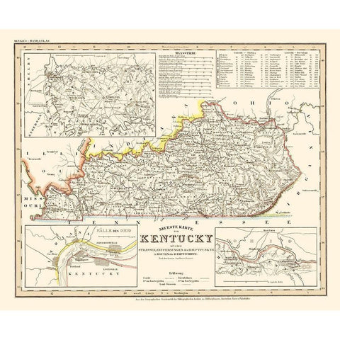 Kentucky -  1845 Gold Ornate Wood Framed Art Print with Double Matting by Erklarung