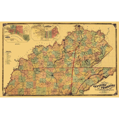 Kentucky, Tennessee - Middleton 1861 White Modern Wood Framed Art Print by Middleton