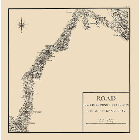 Road from Limestone to Frankfort - 1796 Black Modern Wood Framed Art Print with Double Matting by Unknown