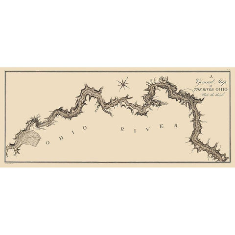 Ohio River Kentucky - Collot 1796 Gold Ornate Wood Framed Art Print with Double Matting by Collot