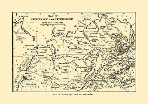 Tennessee Hoods Invasion -Century 1864  Black Ornate Wood Framed Art Print with Double Matting by Century