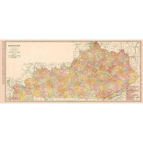 Kentucky Railroads -1905 Black Modern Wood Framed Art Print with Double Matting by Unknown