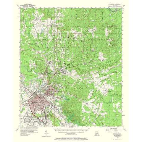 Alexandria Louisiana Quad - USGS 1957 Black Modern Wood Framed Art Print with Double Matting by USGS