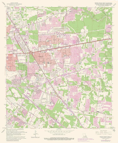 East Baton Rouge Louisiana Quad - USGS 1963 White Modern Wood Framed Art Print with Double Matting by USGS