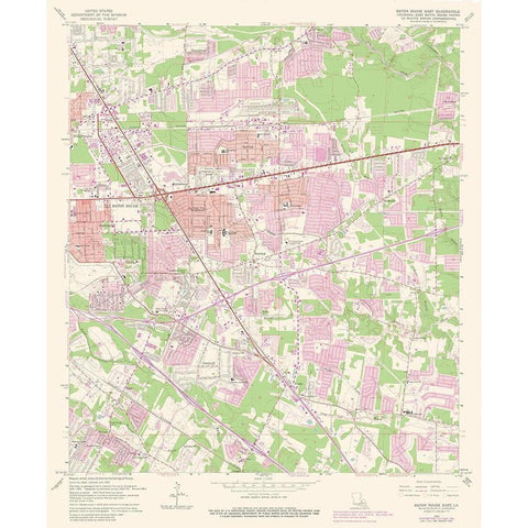 East Baton Rouge Louisiana Quad - USGS 1963 White Modern Wood Framed Art Print by USGS