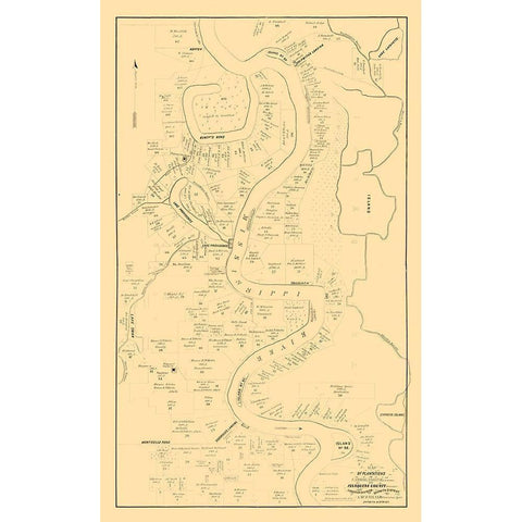 Carrol Parish Louisiana - McFarland 1860  Gold Ornate Wood Framed Art Print with Double Matting by McFarland