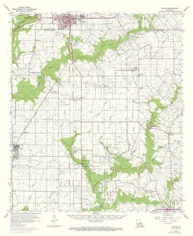 Eunice Louisiana Quad - USGS 1959 White Modern Wood Framed Art Print with Double Matting by USGS