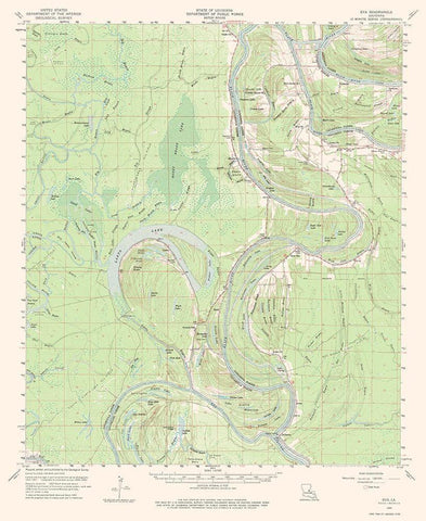 Eva Louisiana Quad - USGS 1960 White Modern Wood Framed Art Print with Double Matting by USGS