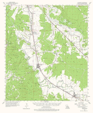 Lecompte Louisiana Quad - USGS 1957 White Modern Wood Framed Art Print with Double Matting by USGS