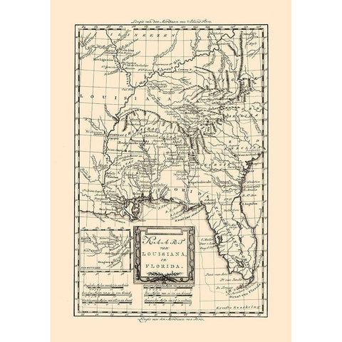 Louisiana Florida -1785 Black Modern Wood Framed Art Print by Unknown