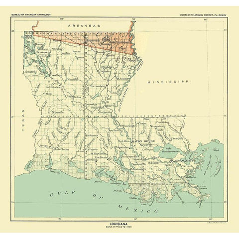 Louisiana - Hoen 1896 White Modern Wood Framed Art Print by Hoen