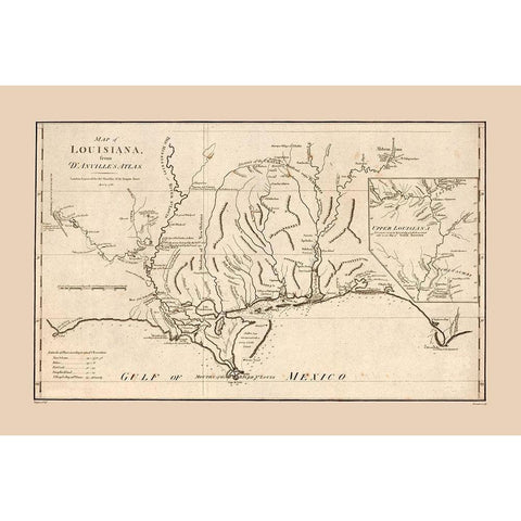 Louisiana - DAnville 1788 Black Modern Wood Framed Art Print by D''Anville