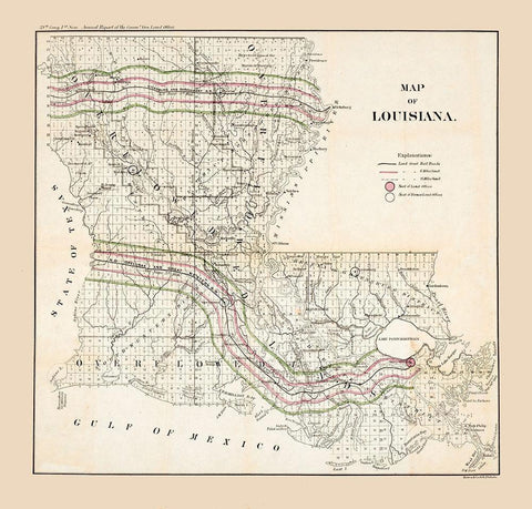 Louisiana - Bowen 1865  White Modern Wood Framed Art Print with Double Matting by Bowen