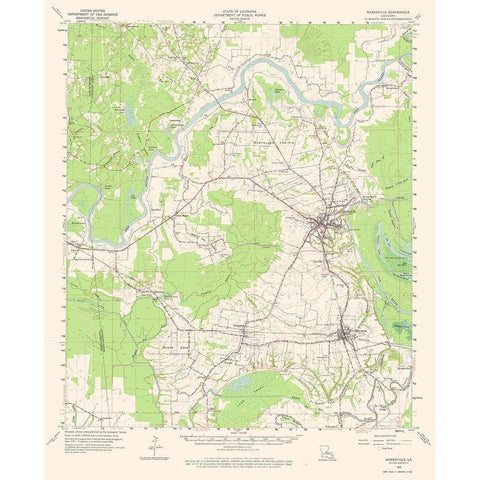 Marksville Louisiana Quad - USGS 1962 Gold Ornate Wood Framed Art Print with Double Matting by USGS