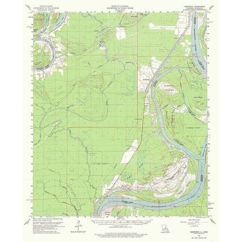 Monterey Louisiana Quad - USGS 1961 White Modern Wood Framed Art Print by USGS