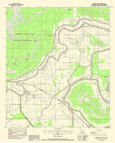 Moreauville Louisiana Quad - USGS 1982 White Modern Wood Framed Art Print with Double Matting by USGS