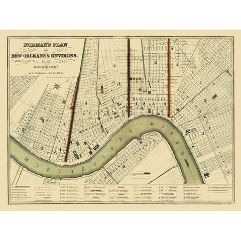 New Orleans Louisiana - Norman 1845 Black Modern Wood Framed Art Print with Double Matting by Norman