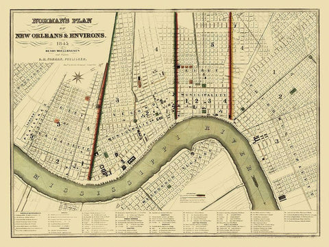 New Orleans Louisiana - Norman 1845 White Modern Wood Framed Art Print with Double Matting by Norman