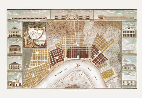 New Orleans Louisiana - Vecchio 1817 White Modern Wood Framed Art Print with Double Matting by Vecchio