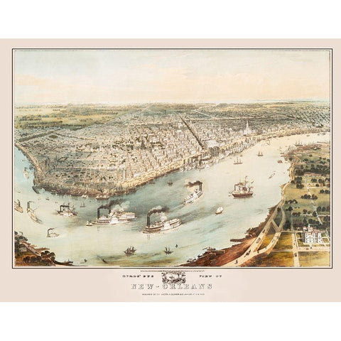 New Orleans Louisiana - Guerber 1851 Black Modern Wood Framed Art Print by Guerber