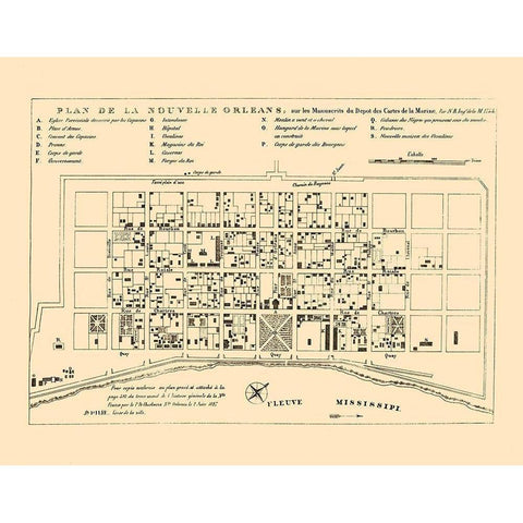 New Orleans Louisiana - Bellin 1744 White Modern Wood Framed Art Print by Bellin