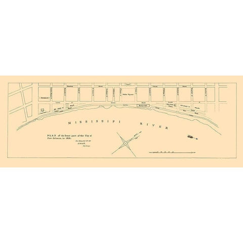 New Orleans Louisiana Front Part - Pille 1828 Black Modern Wood Framed Art Print with Double Matting by Pille